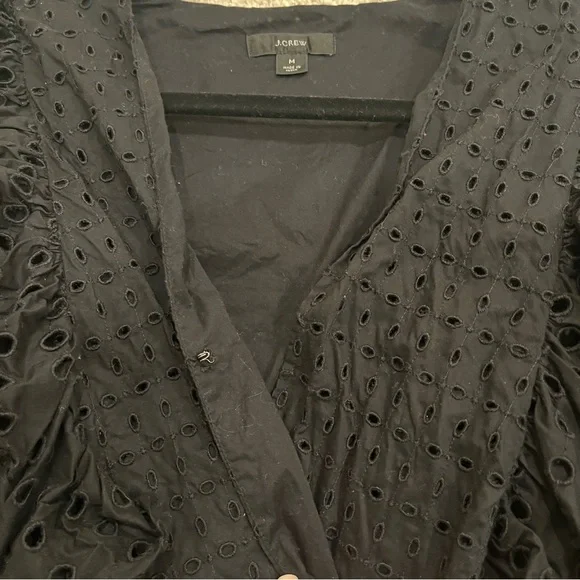 Black Eyelet Ruffle Wrap Top by J Crew - Picture 5 of 9
